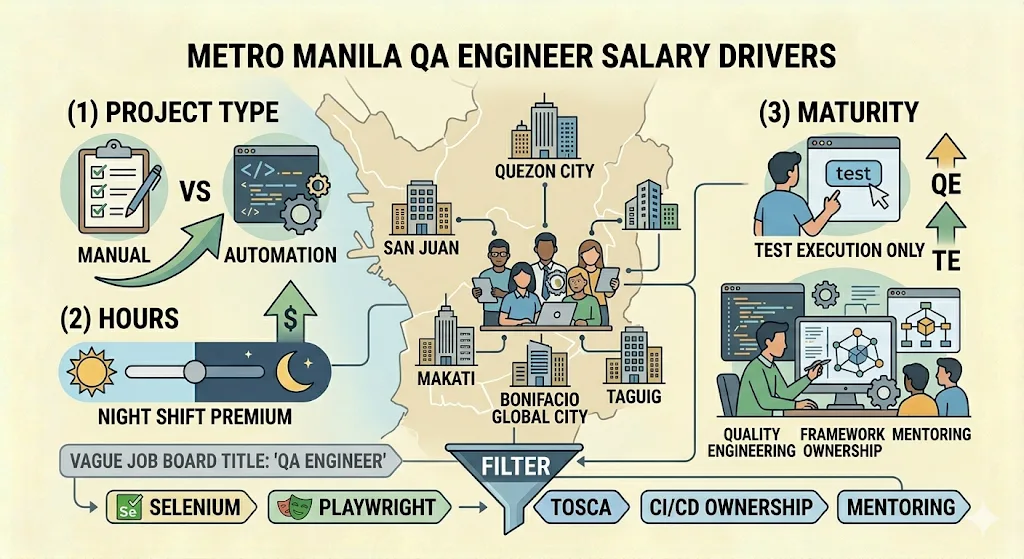 Metro Manila QA engineer salary drivers