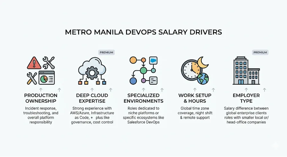 Main salary drivers for DevOps engineers in Metro Manila